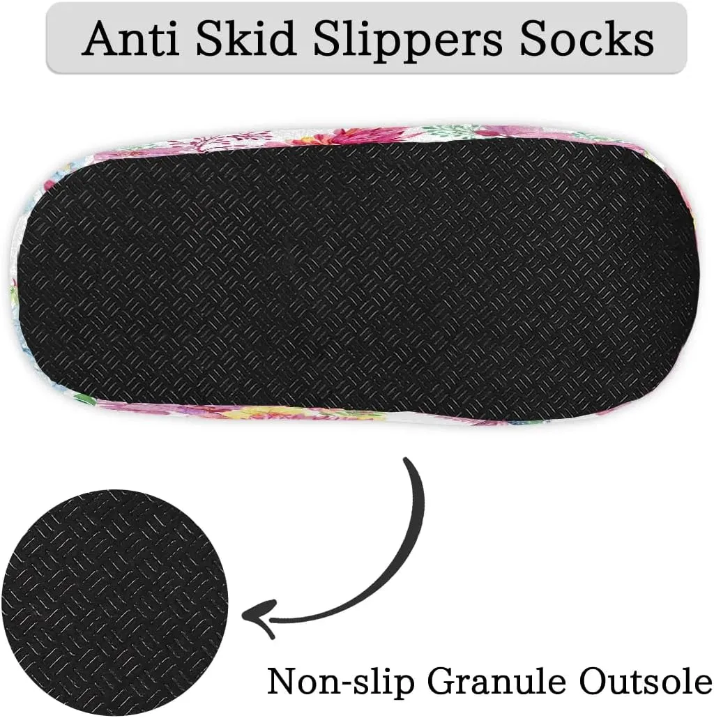 Bird Flowers Orchids House Slippers for Women Men Winter Warm Cozy Fuzzy Shoes Soft Non Slip Indoor Outdoor Slippers for Home Bedroom Kitchen, M