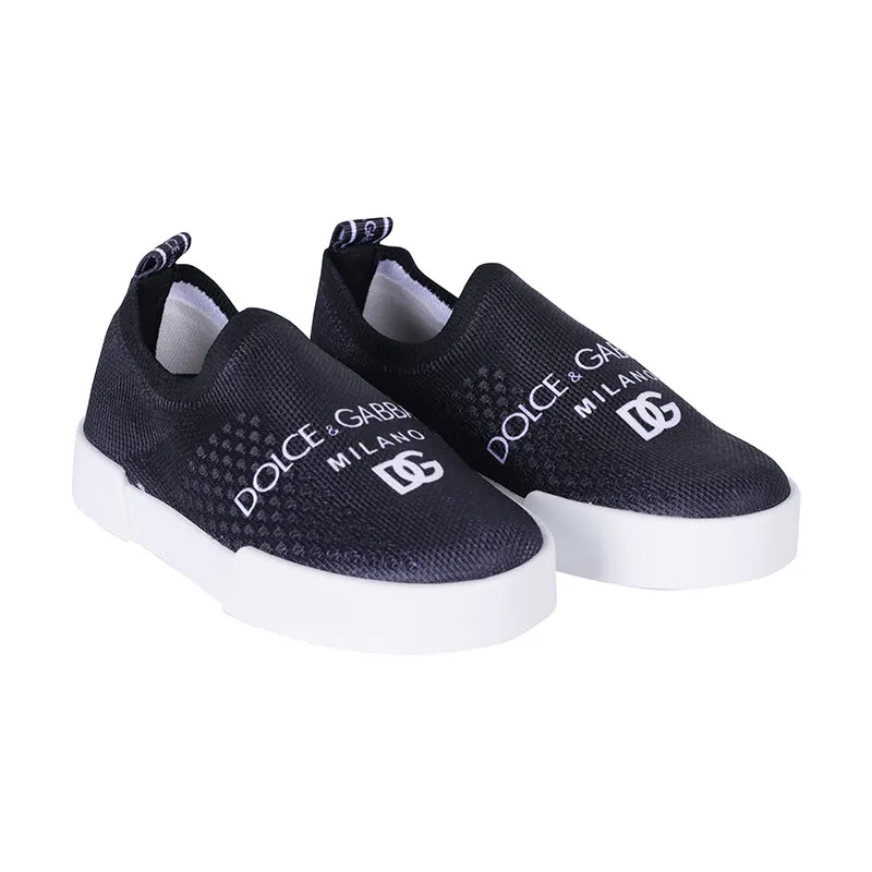 Black Logo Slip-On Trainers