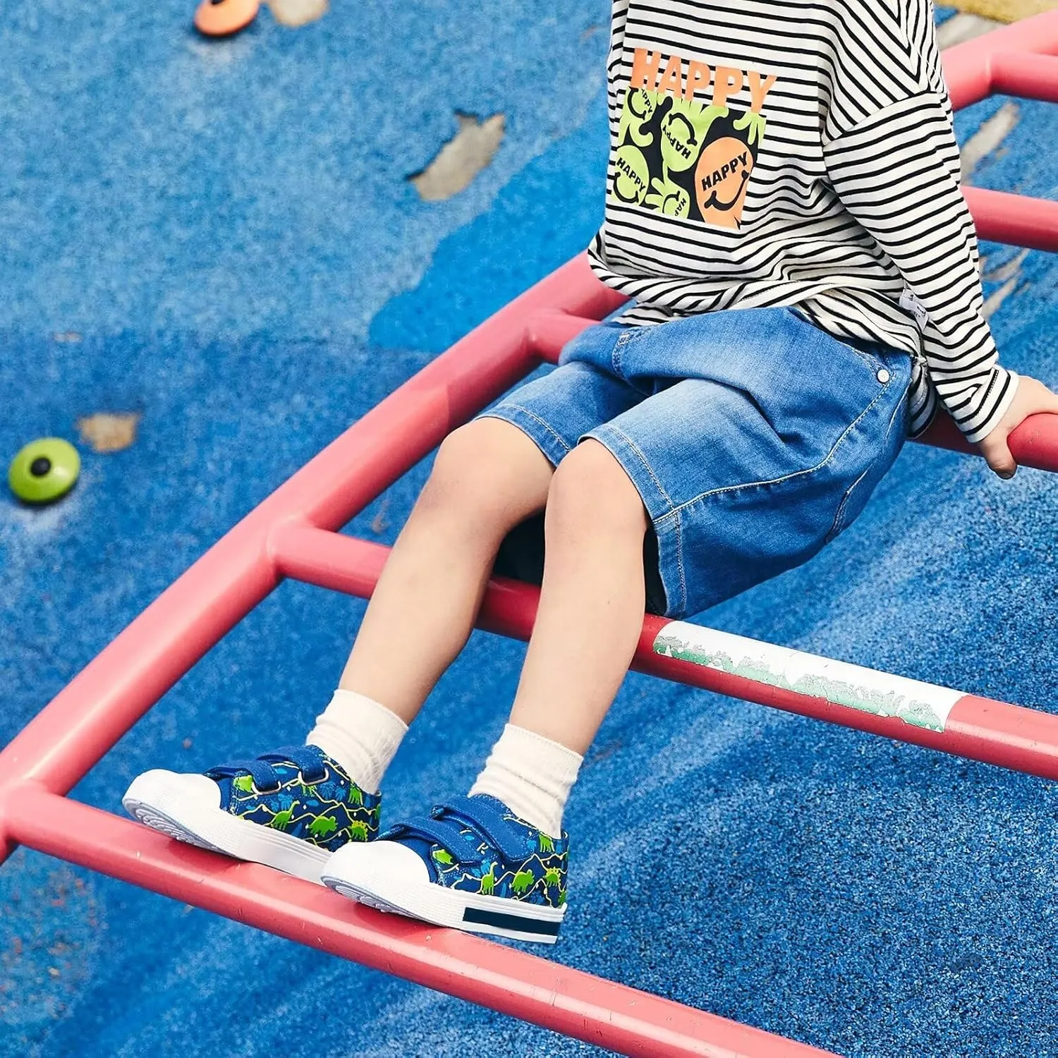 Boys Girls Sneakers Light Up Canvas Shoes for Toddler Kids Easy Fasten Fashion Shoes with Hook and Loops