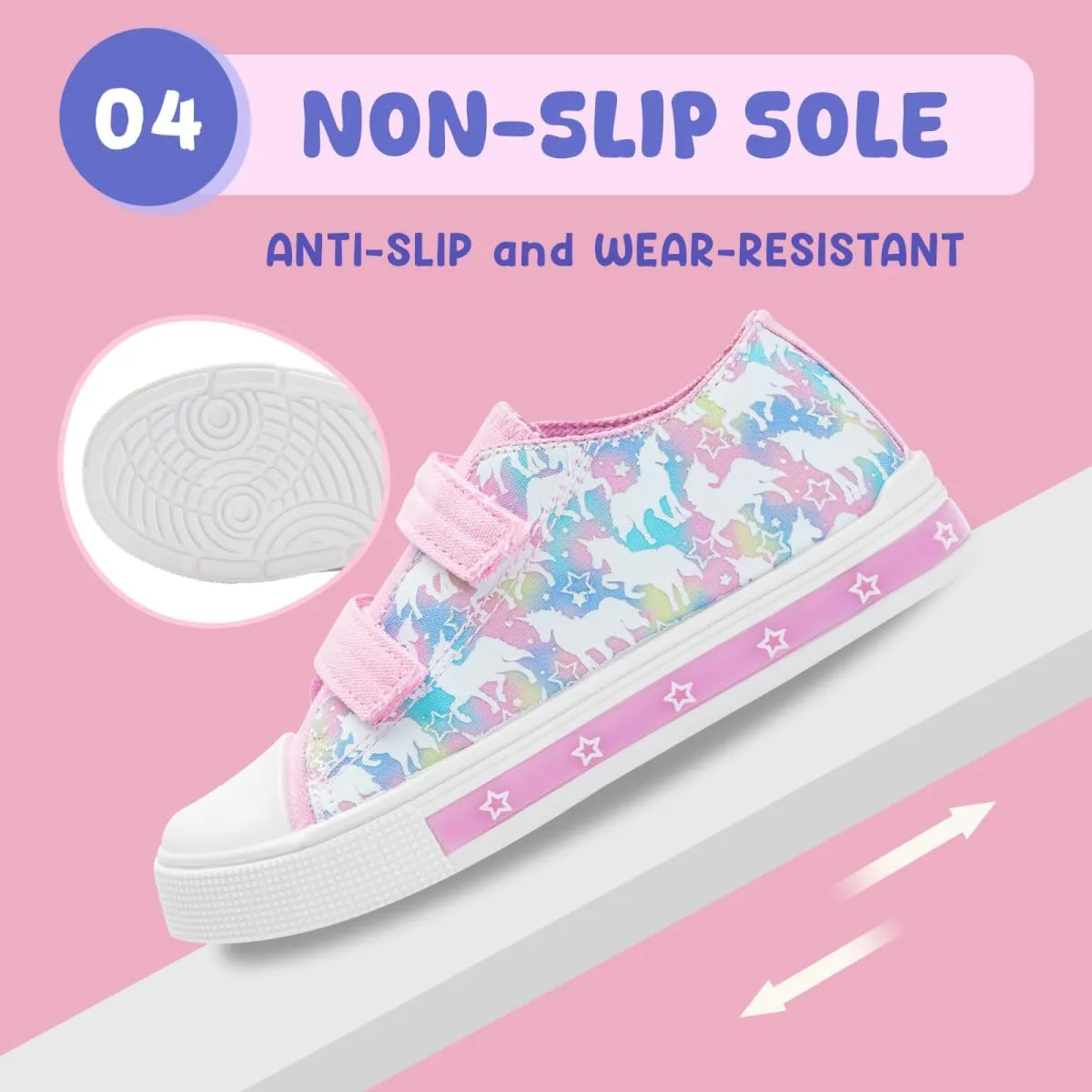 Boys Girls Sneakers Light Up Canvas Shoes for Toddler Kids Easy Fasten Fashion Shoes with Hook and Loops