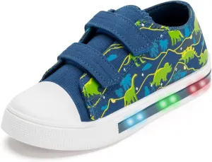 Boys Girls Sneakers Light Up Canvas Shoes for Toddler Kids Easy Fasten Fashion Shoes with Hook and Loops