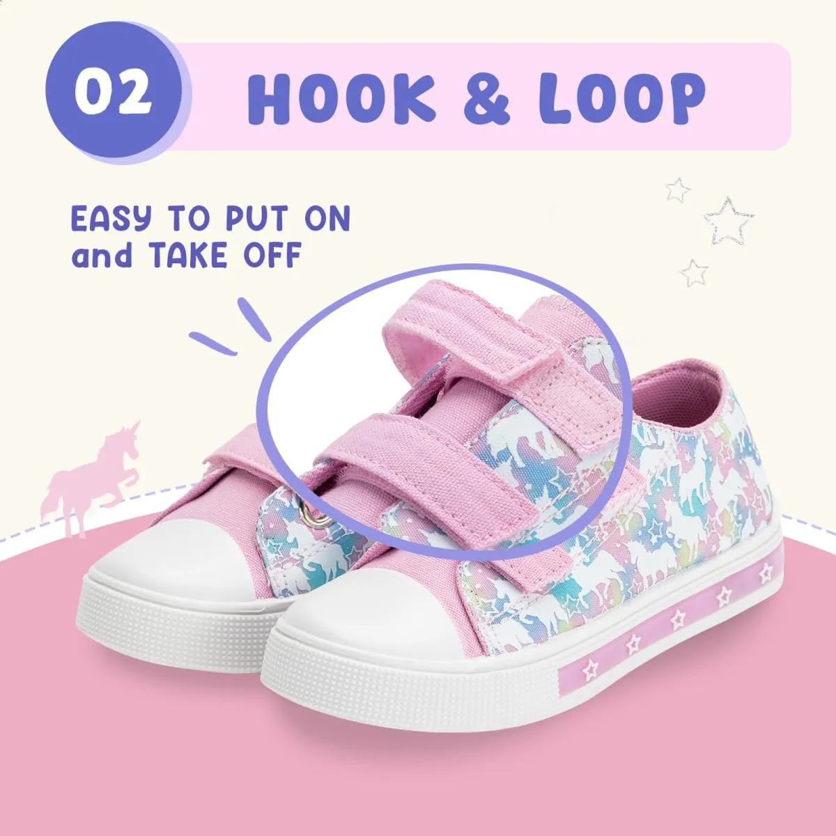 Boys Girls Sneakers Light Up Canvas Shoes for Toddler Kids Easy Fasten Fashion Shoes with Hook and Loops