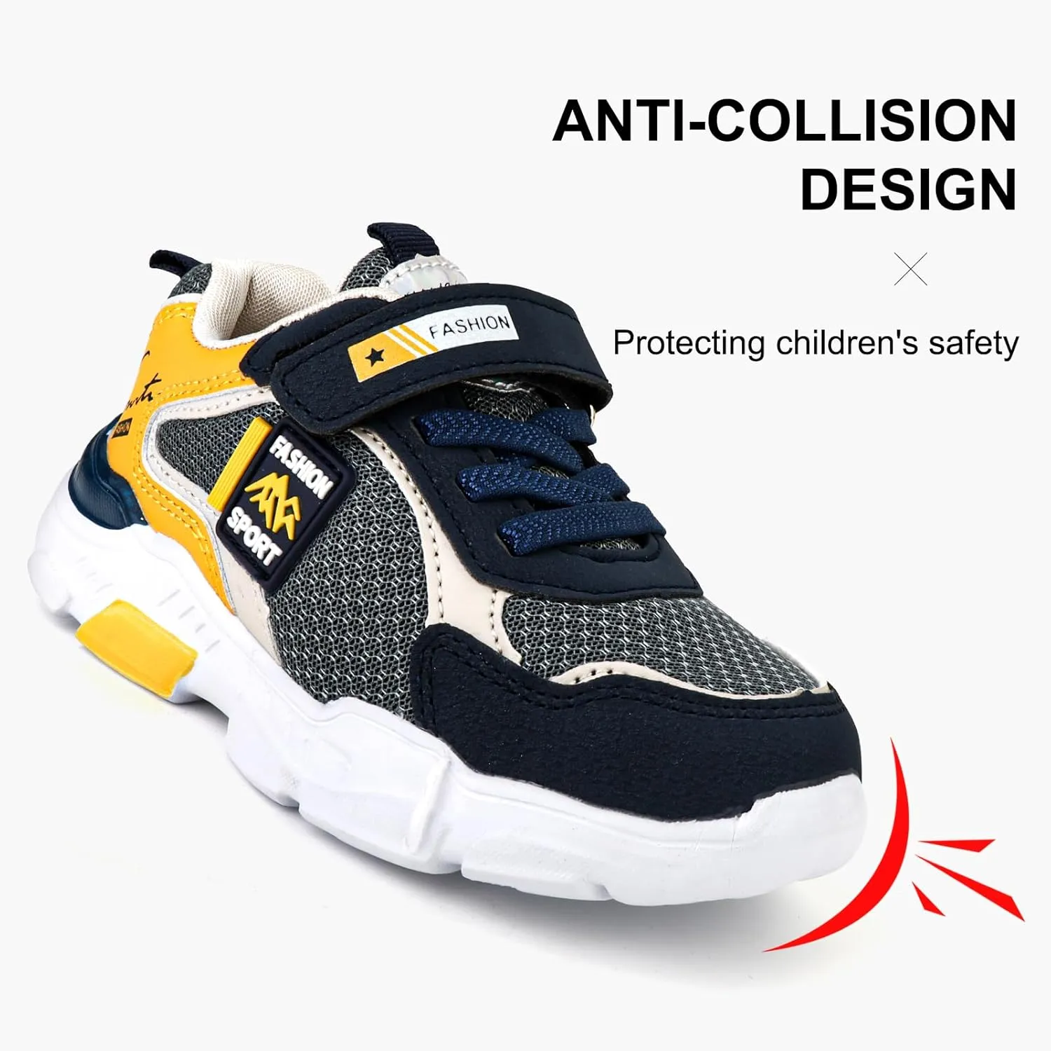 Boy's Mesh Breathable Running Shoes, Lightweight, Hook & Loop,Comfy Anti-Skid Breathable Sneakers for Kids Outdoor Activities
