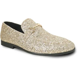 Bravo Glitter Gold Sequin Prom Tux Loafer with Buckle