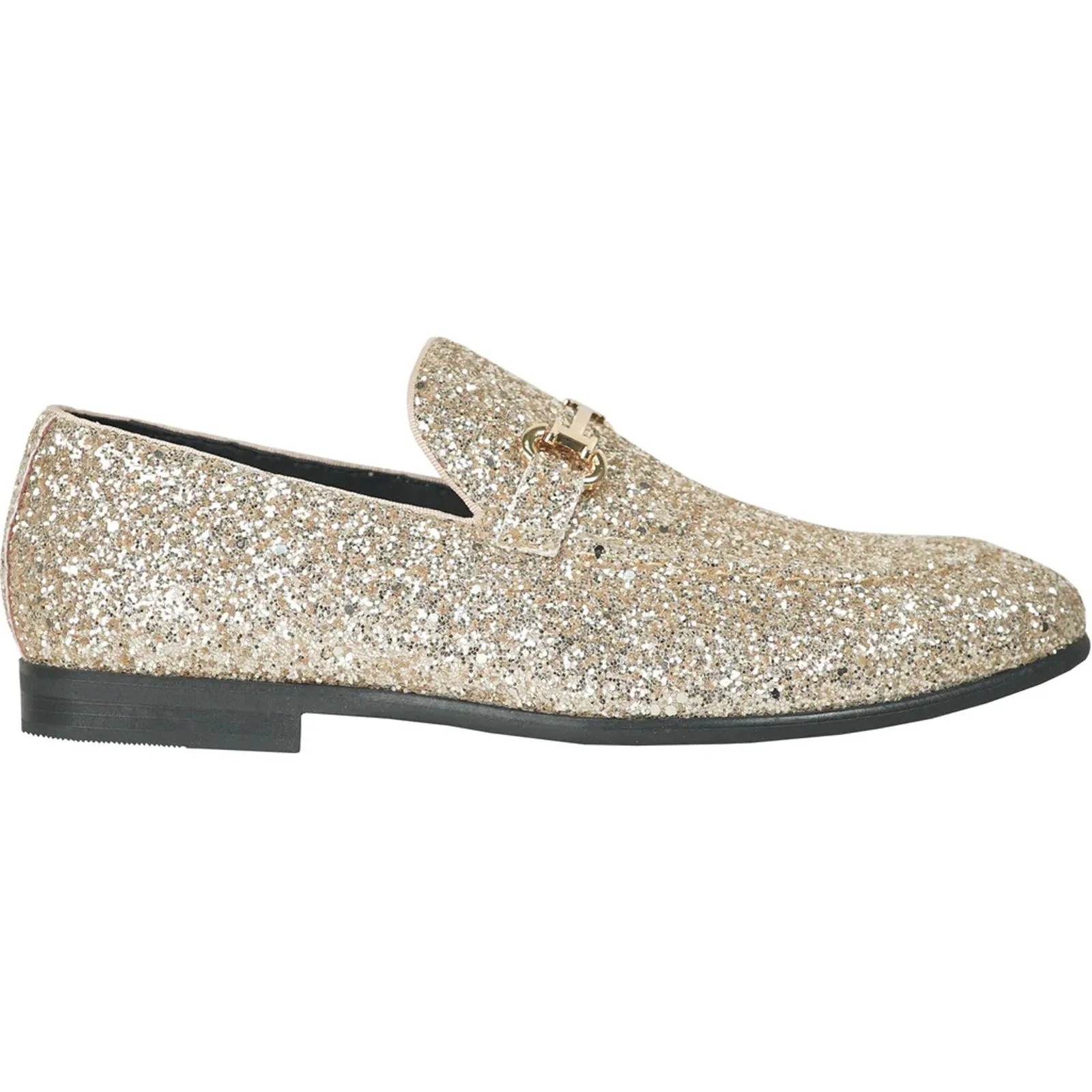 Bravo Glitter Gold Sequin Prom Tux Loafer with Buckle