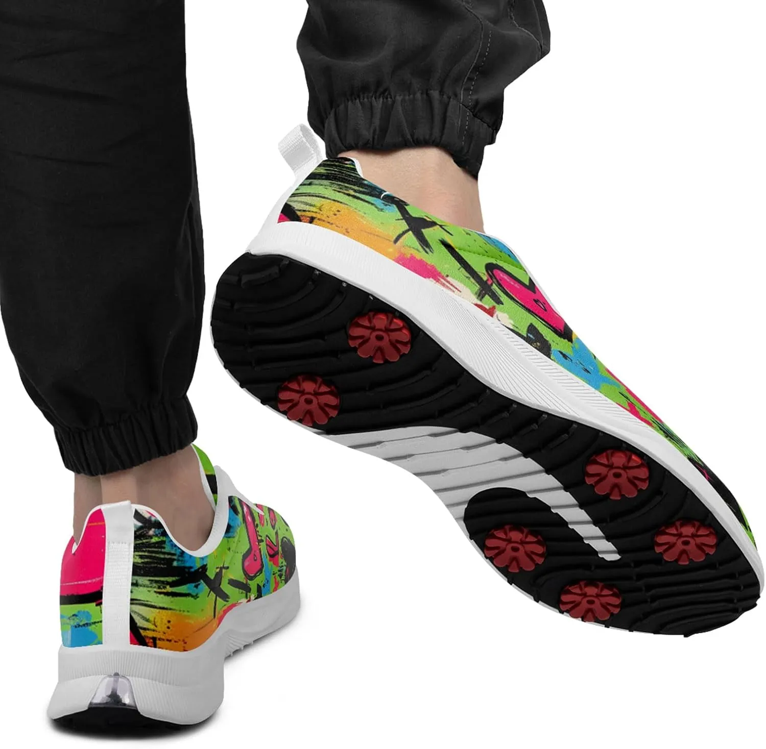 Breathable Golf Shoes for Men, Artistic Design Women's Spikeless Golf Sneakers with Heel Ventilation Sport Trainers
