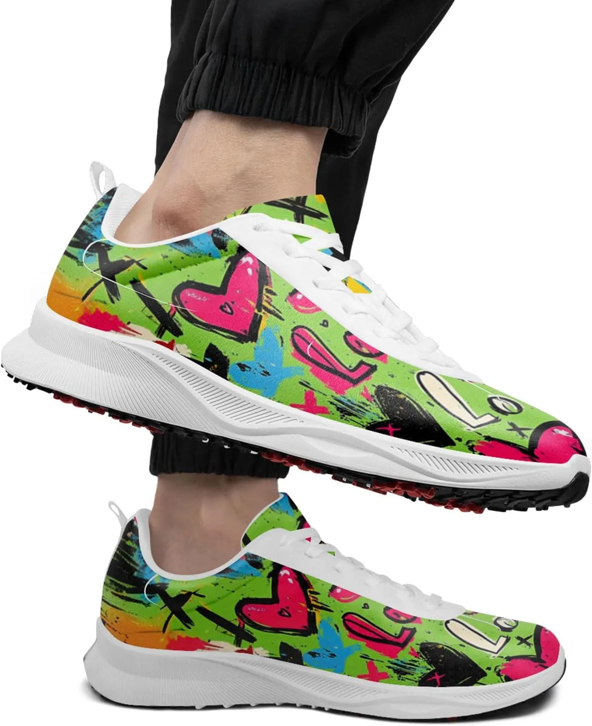 Breathable Golf Shoes for Men, Artistic Design Women's Spikeless Golf Sneakers with Heel Ventilation Sport Trainers