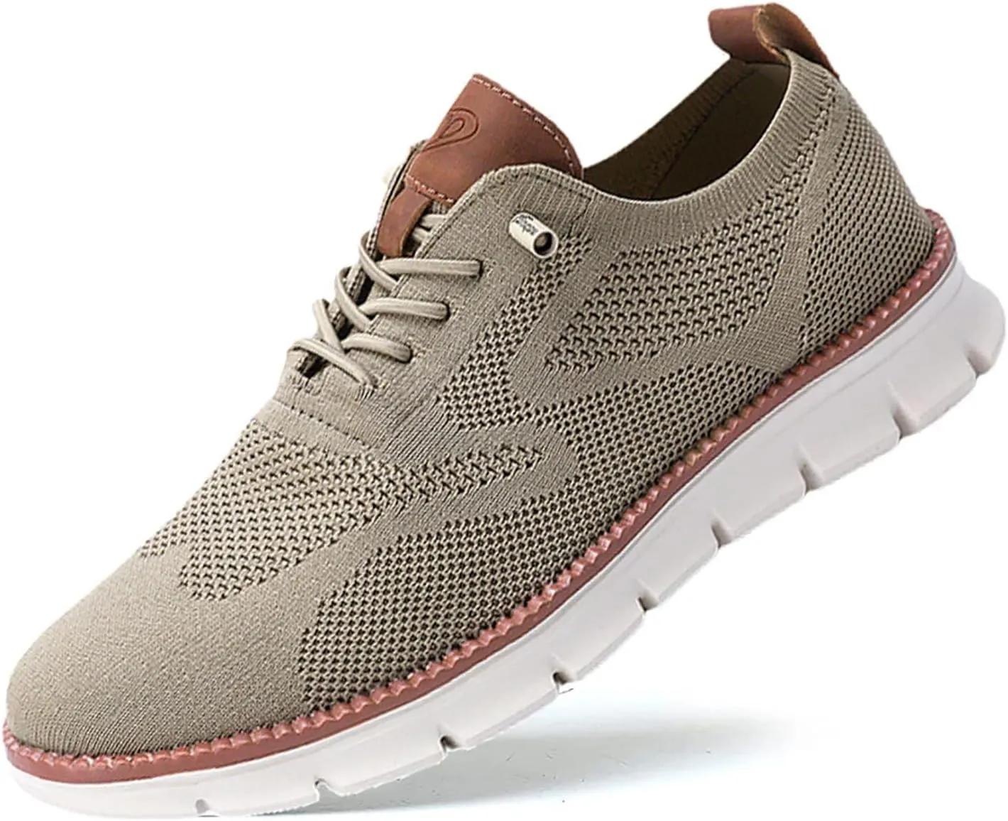 Breeze Men's Urban Ultra Comfortable Mesh Dress Sneakers - Business Casual Walking Shoes (Khaki, 12.5)
