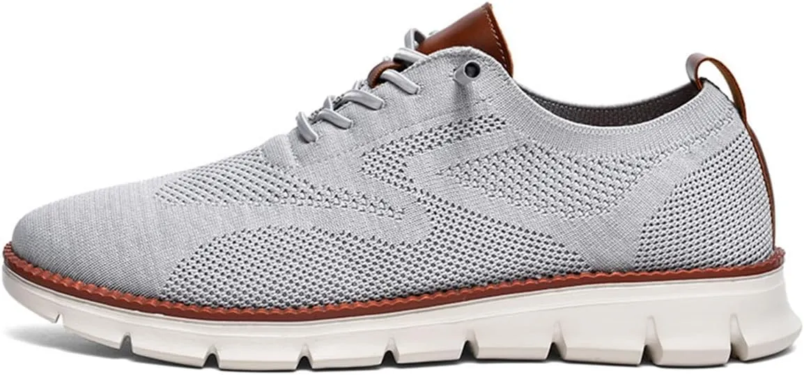 Breeze Urban Shoes - Ultra Comfortable Mesh Dress Sneakers, Business Casual Walking Shoes (Light Grey, 12)
