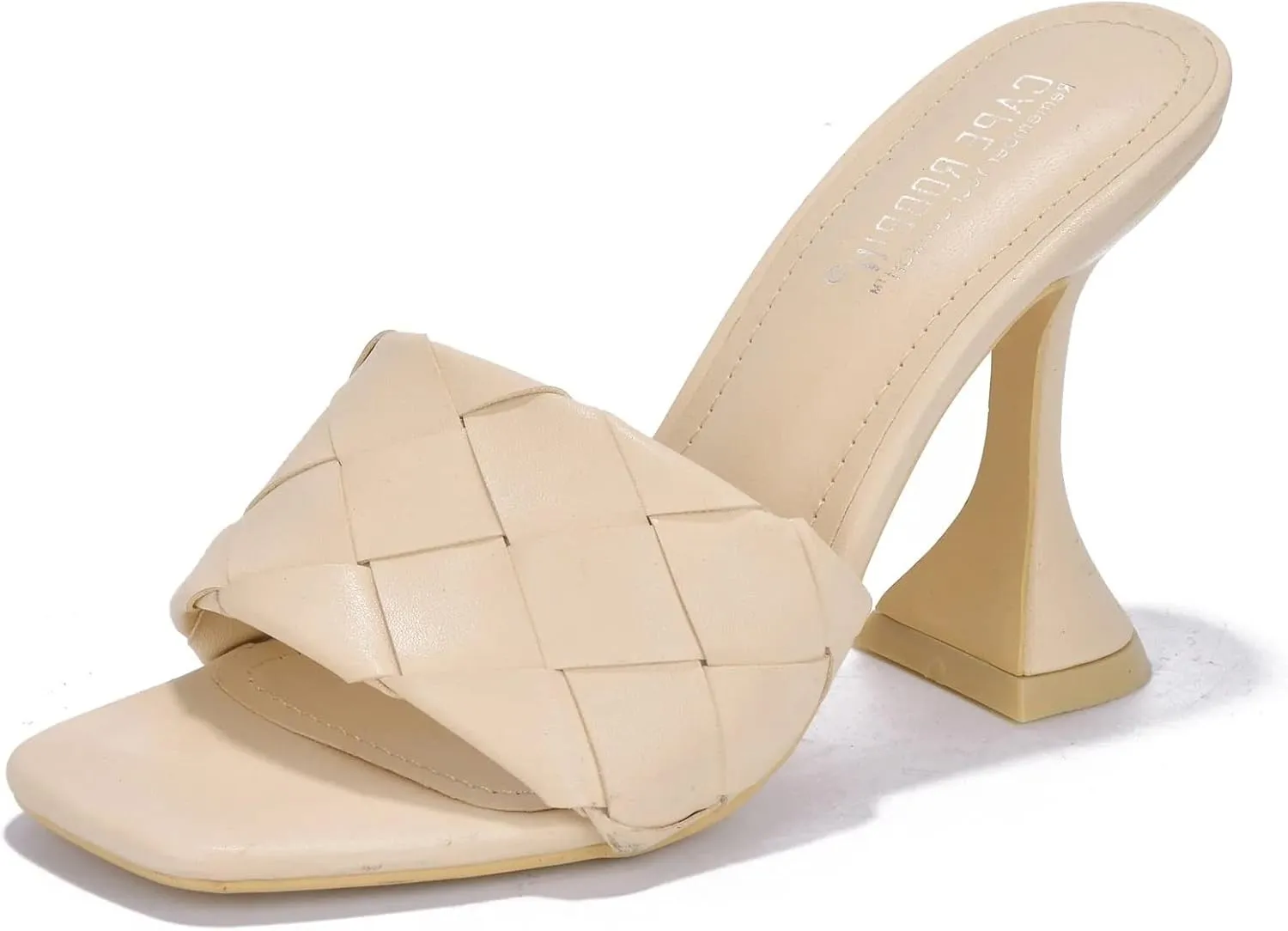 Cape Robbin Affection Black Vegan Quilted Open Toe Mule Heels Slip On Sandals