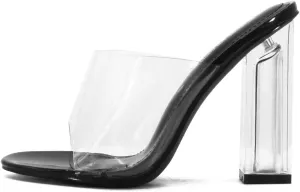 Cape Robbin Open Toe Clear Transparent Lucite Wedge Heel Mules Pump Sandals