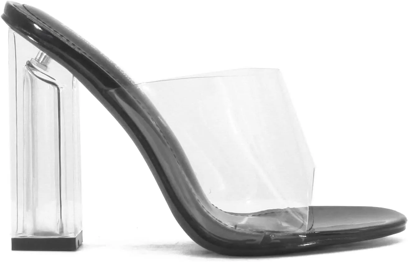 Cape Robbin Open Toe Clear Transparent Lucite Wedge Heel Mules Pump Sandals