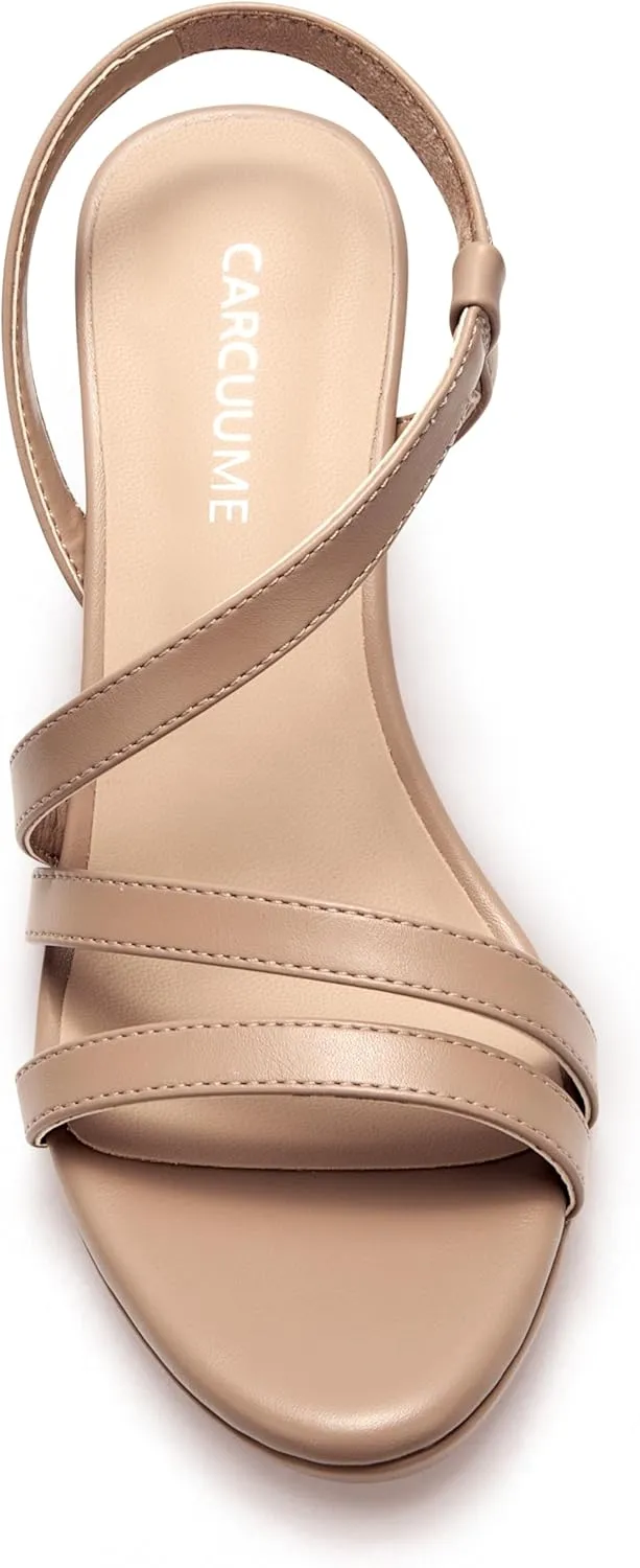 Carcuume Women's Strappy Platform Heeled Sandal,NATRACY-DD