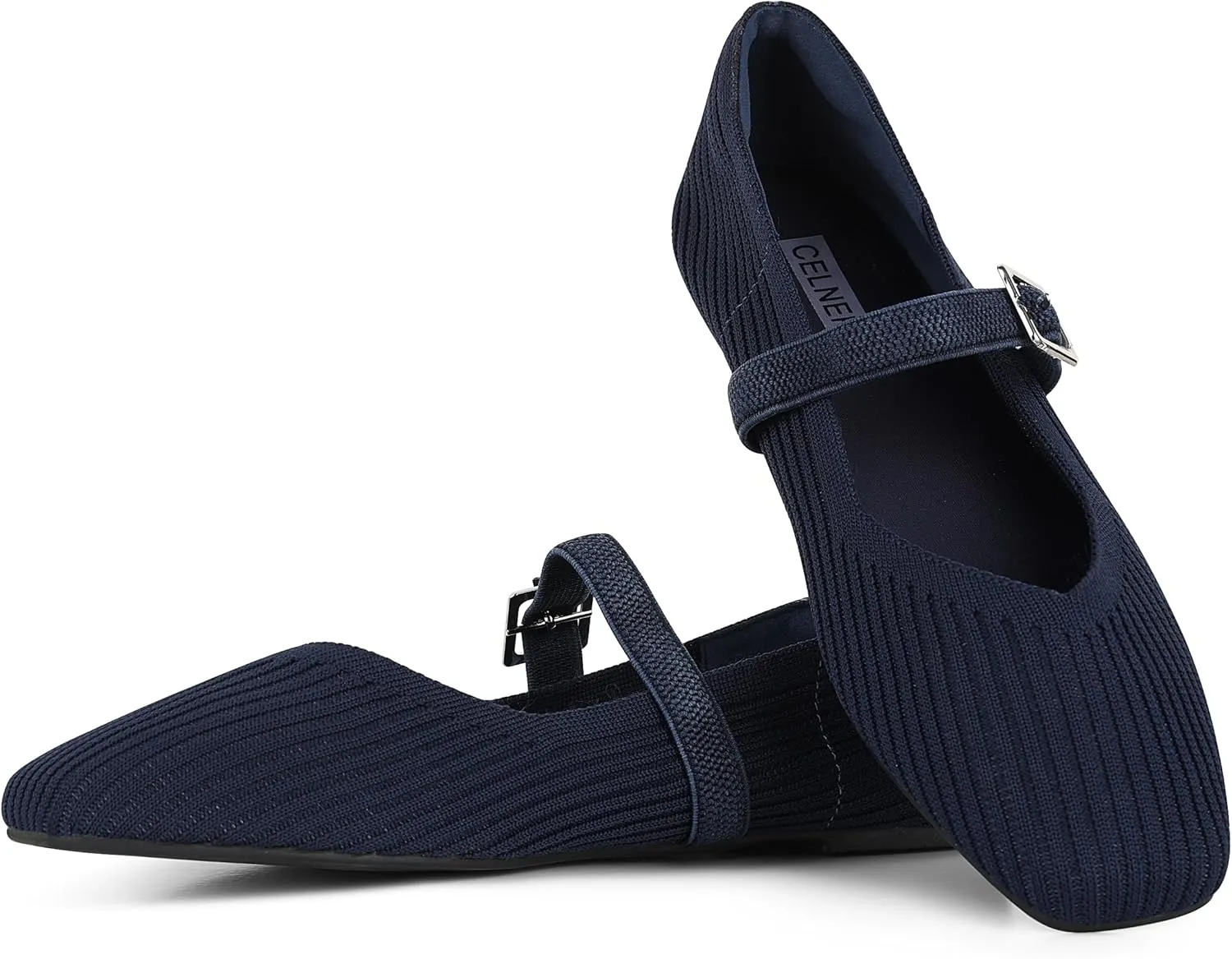 CELNEPHO Flats for Women Square Toe Ballet Flats Shoes Comfortable Dressy Knit Flats for Women Arch Support Slip On Washable Casual Office Shoes