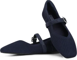CELNEPHO Flats for Women Square Toe Ballet Flats Shoes Comfortable Dressy Knit Flats for Women Arch Support Slip On Washable Casual Office Shoes