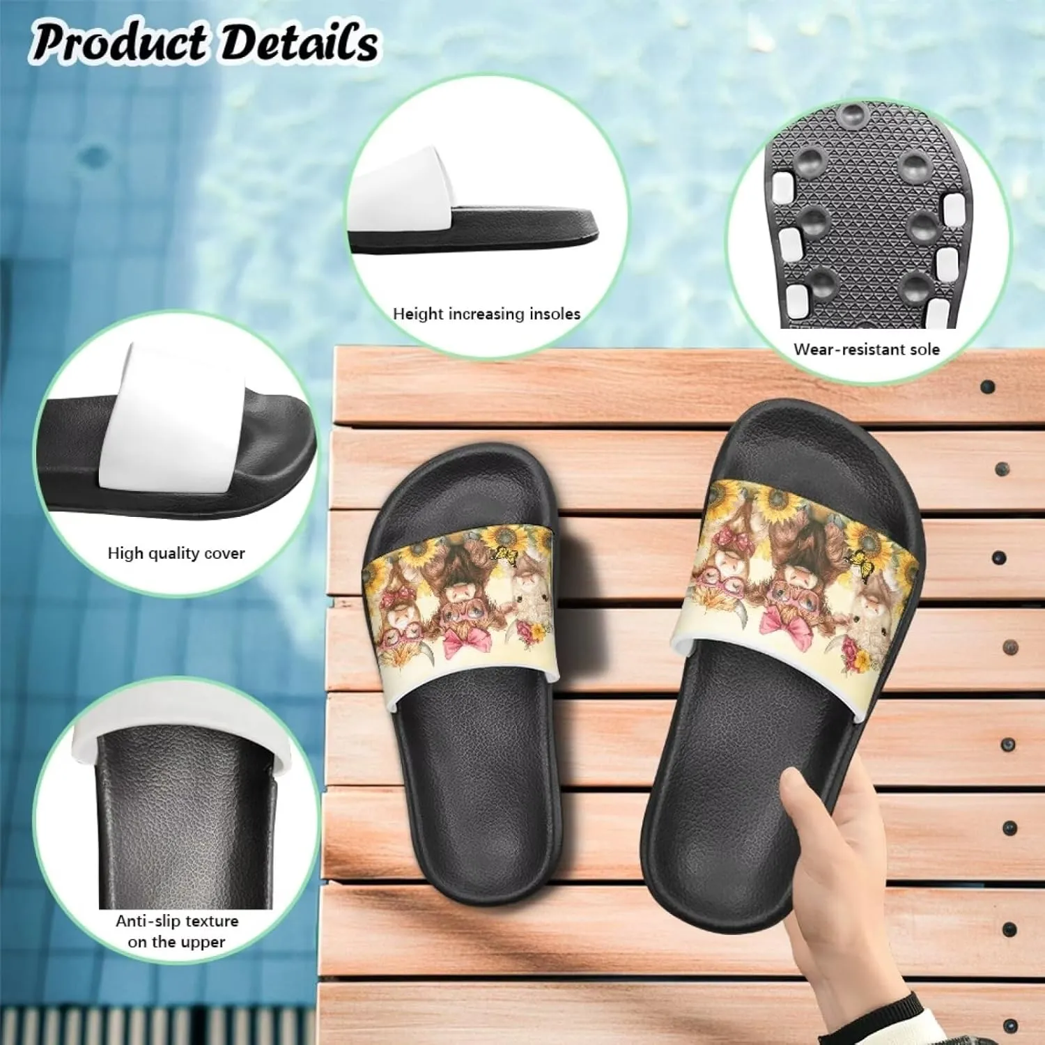 Children Slide Sandals Soft Anti-Skid Sandal Comfort Lightweight Slip On Summer Slippers for Beach Pool