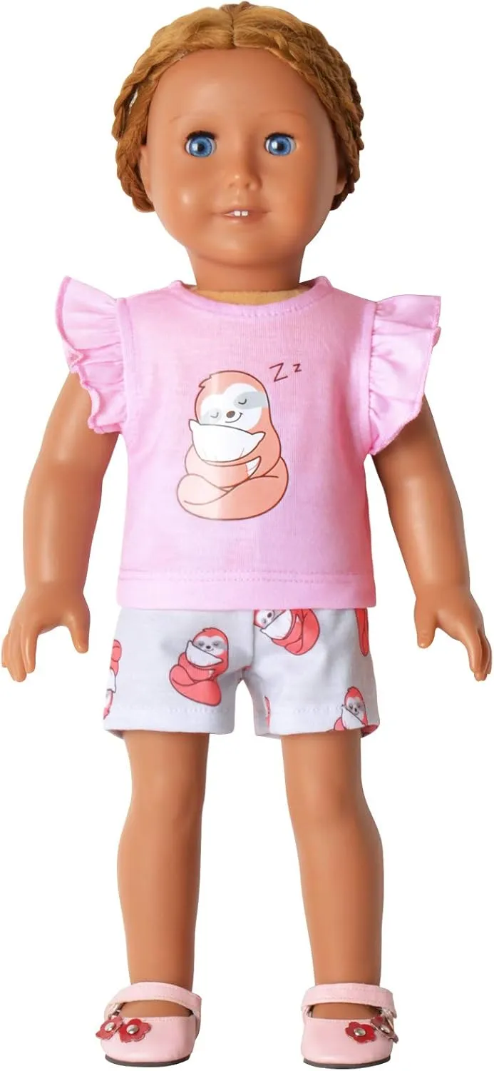 CHILDRENSTAR Matching Girls&Doll Pajama Sets Summer Pjs Flutter Sleeve Sleepwear