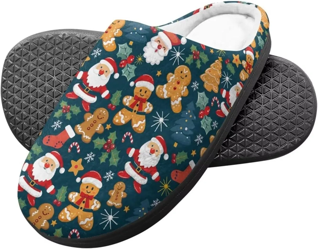 Christmas Kids Fuzzy Warm House Slippers for Girls Non Slip Rubber Sole Home Slippers for Toddlers Size 9-15