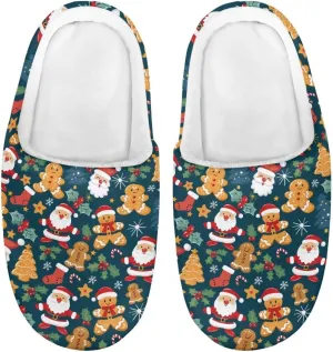 Christmas Kids Fuzzy Warm House Slippers for Girls Non Slip Rubber Sole Home Slippers for Toddlers Size 9-15