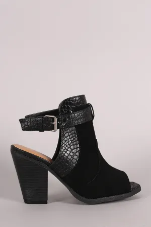 Chunky Cutting-edge style Wild Mule Diva Well-loved Ankle Heeled Lounge Croco Booties Strap