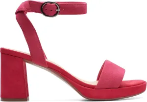 Clarks Women's AmbyrLyn Bay Heeled Sandal, Fuchsia Suede, 7