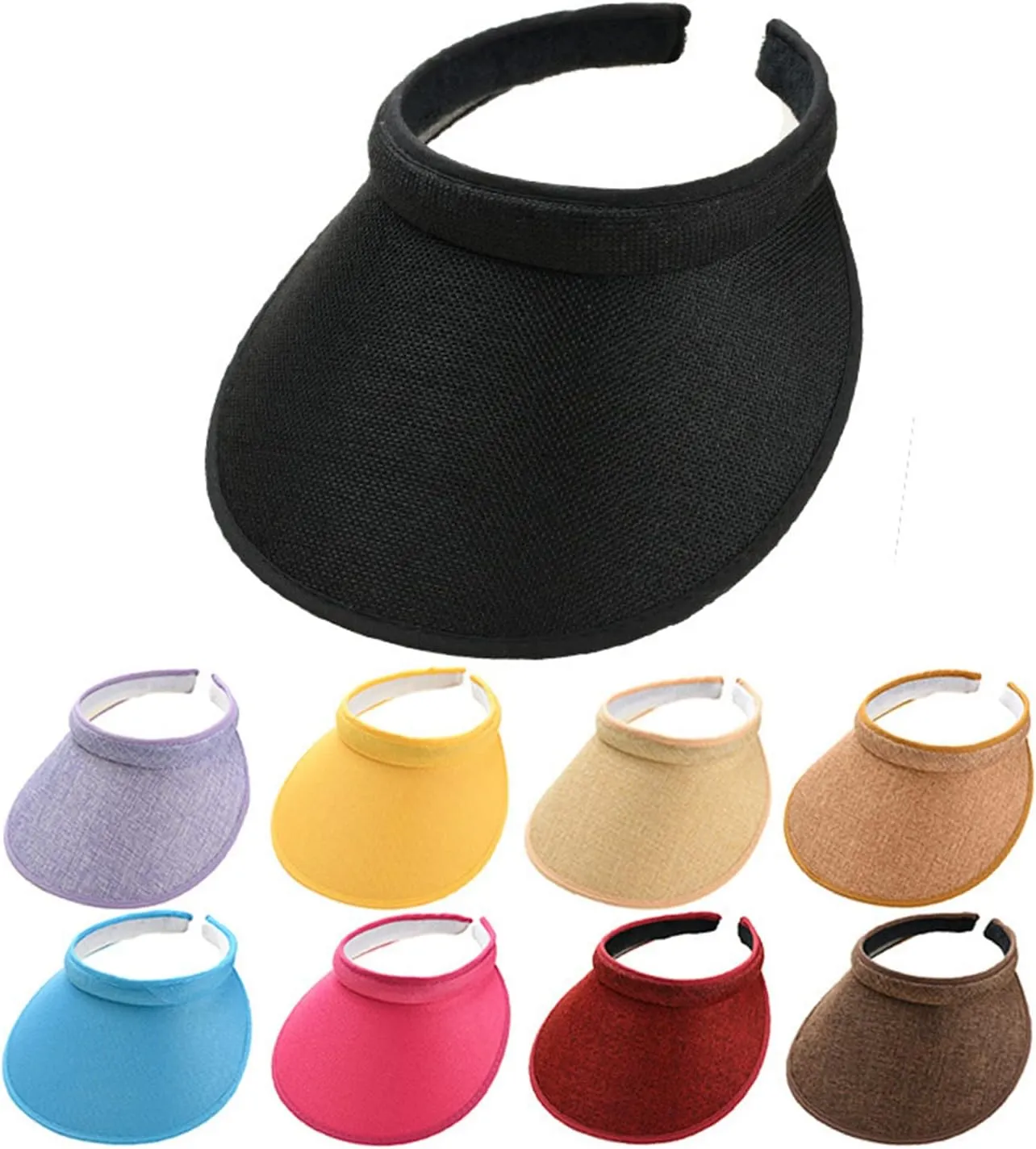 Cloth Covered Slip-On Visor for Women, Adjustable Cap Sports Sun Visors for Men
