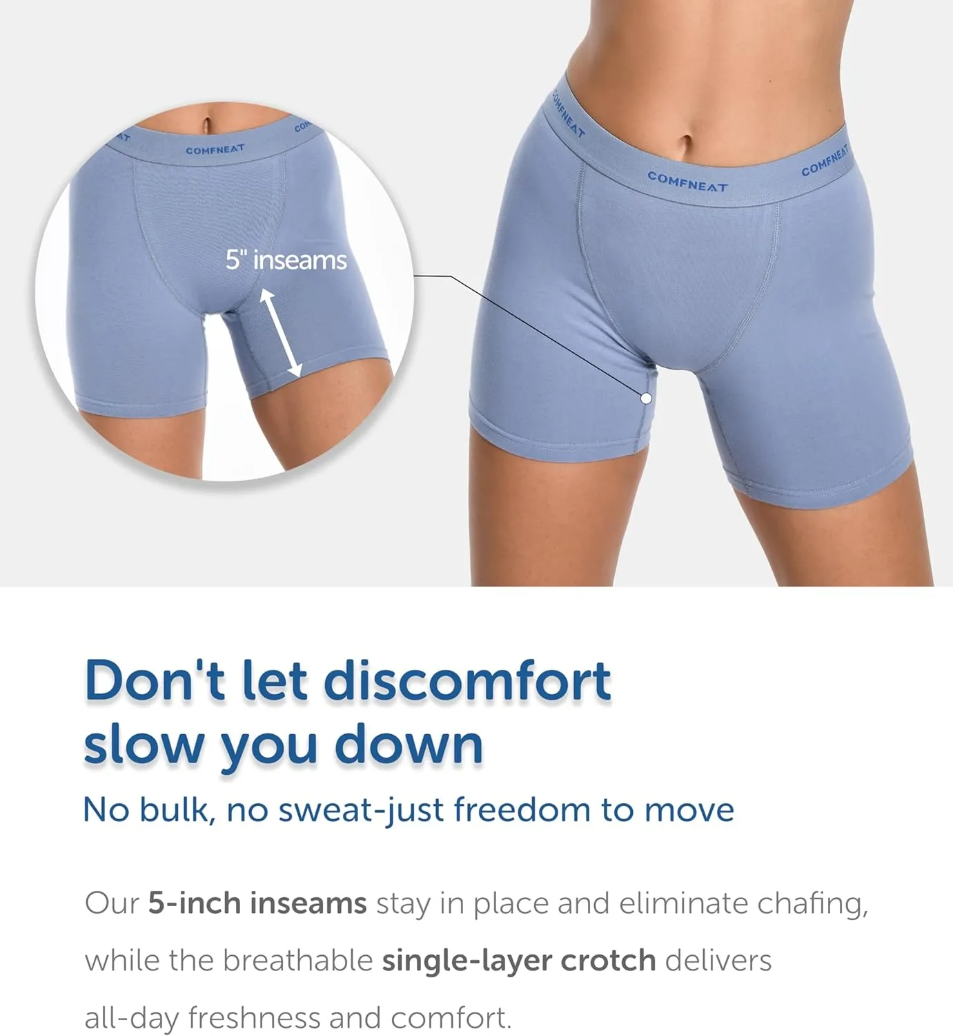 Comfneat Women's 4-Pack Boyshorts Cotton Spandex Boxer Briefs Stretchy Underwear Knitwear