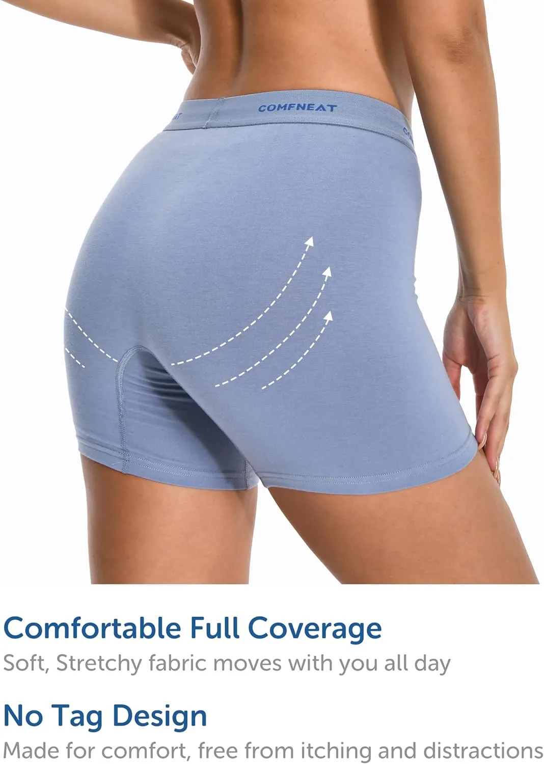 Comfneat Women's 4-Pack Boyshorts Cotton Spandex Boxer Briefs Stretchy Underwear Knitwear