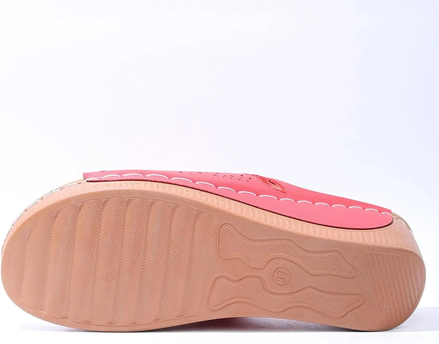 Comfortable Arch Support Slides Women's Hollow Sandals Breathable Summer 2025 Orthotic Leather Platform Wedge Sandals Slip on Women All Day Walking Casual Sandal