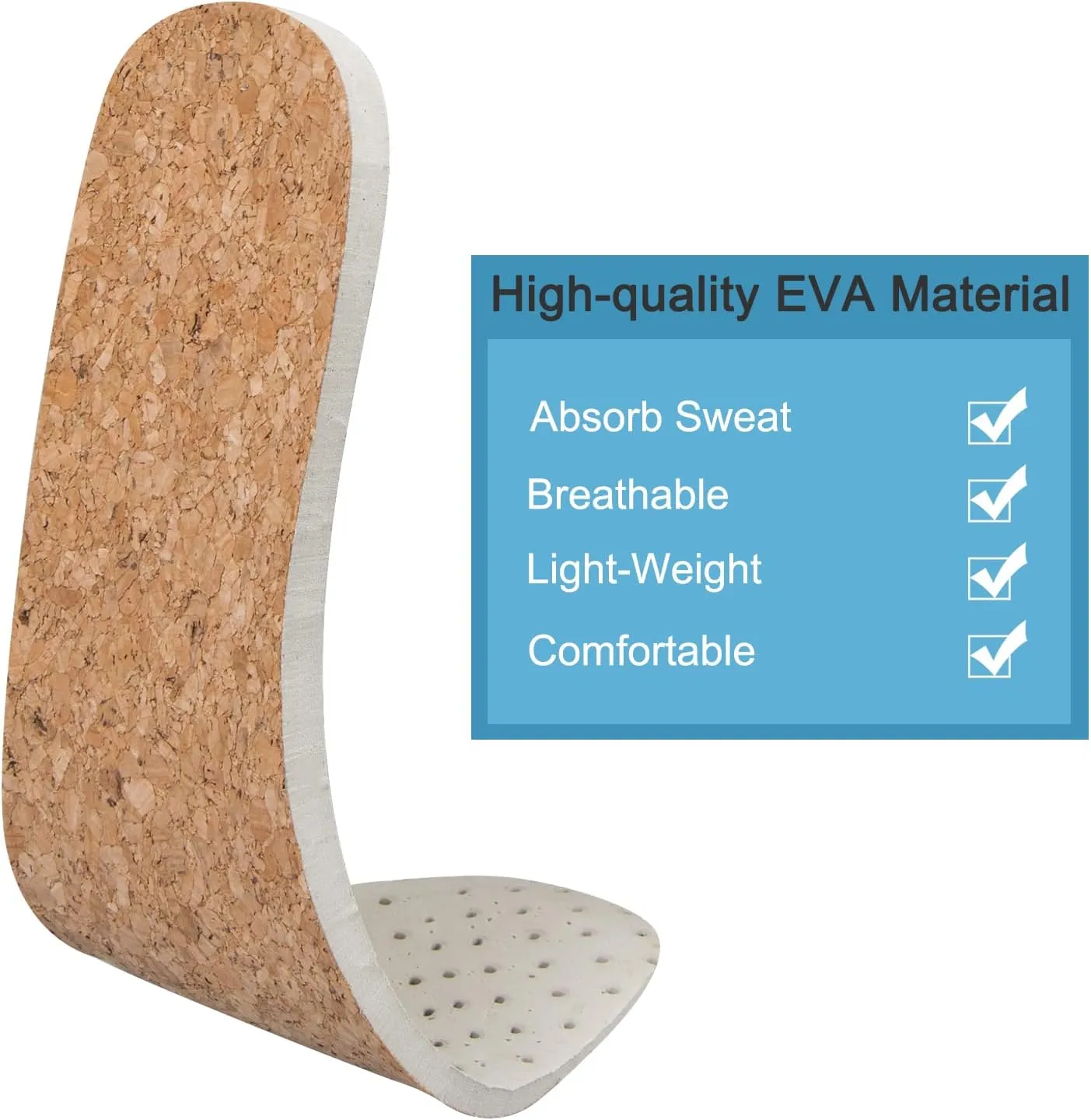 Cork Insoles for Hey Dude Men's Wally Shoes Replacement, Footwear Inserts Comfortable & Light-Weight