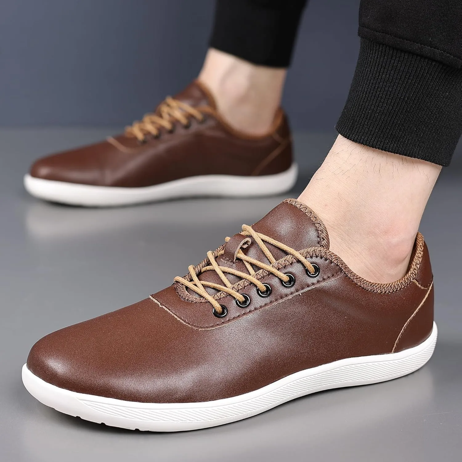 COSIDRAM Men's Casual Loafers Comfort Wide Toe Soft Daily Walking Sneakers Classic Slip On Shoes