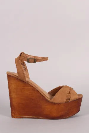 Crisscross Bamboo Platform Mule Sleek Wooden Ankle Strap Trustworthy assistance Wedge
