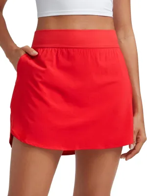 CRZ YOGA Dolphin Golf Skirts for Women A Line High Waisted Casual Athletic Mini Tennis Pickleball Skort with Zipper Pocket