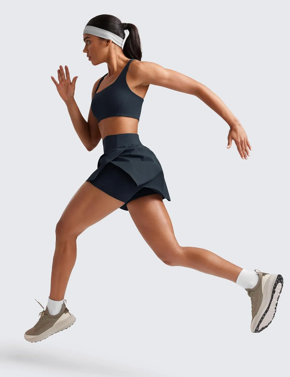 CRZ YOGA Tennis Skirts for Women High Waisted Side Slit Running Workout Athletic Mini A Line Skort with Pockets