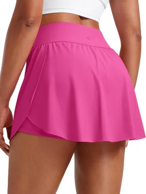 CRZ YOGA Tennis Skirts for Women High Waisted Side Slit Running Workout Athletic Mini A Line Skort with Pockets