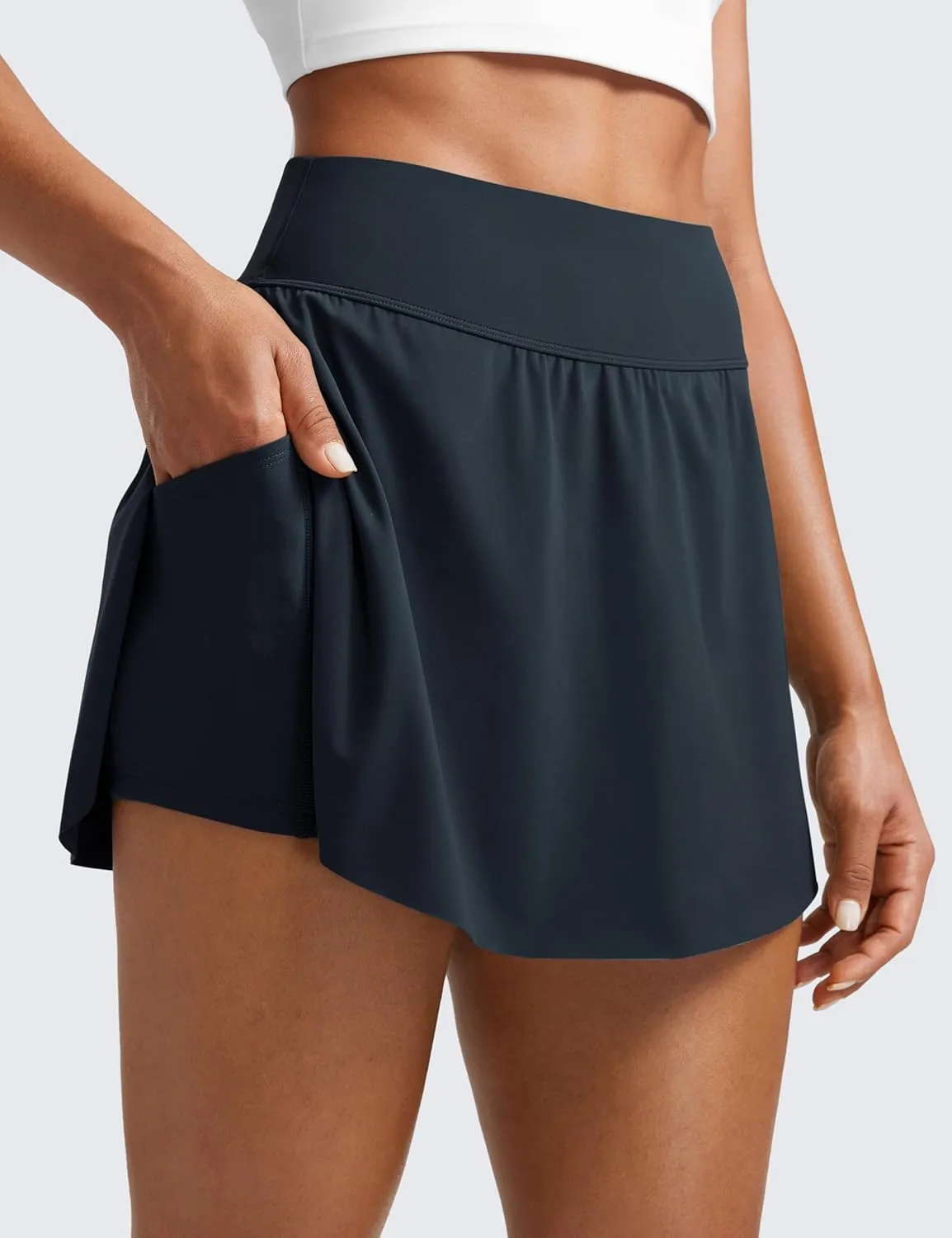 CRZ YOGA Tennis Skirts for Women High Waisted Side Slit Running Workout Athletic Mini A Line Skort with Pockets