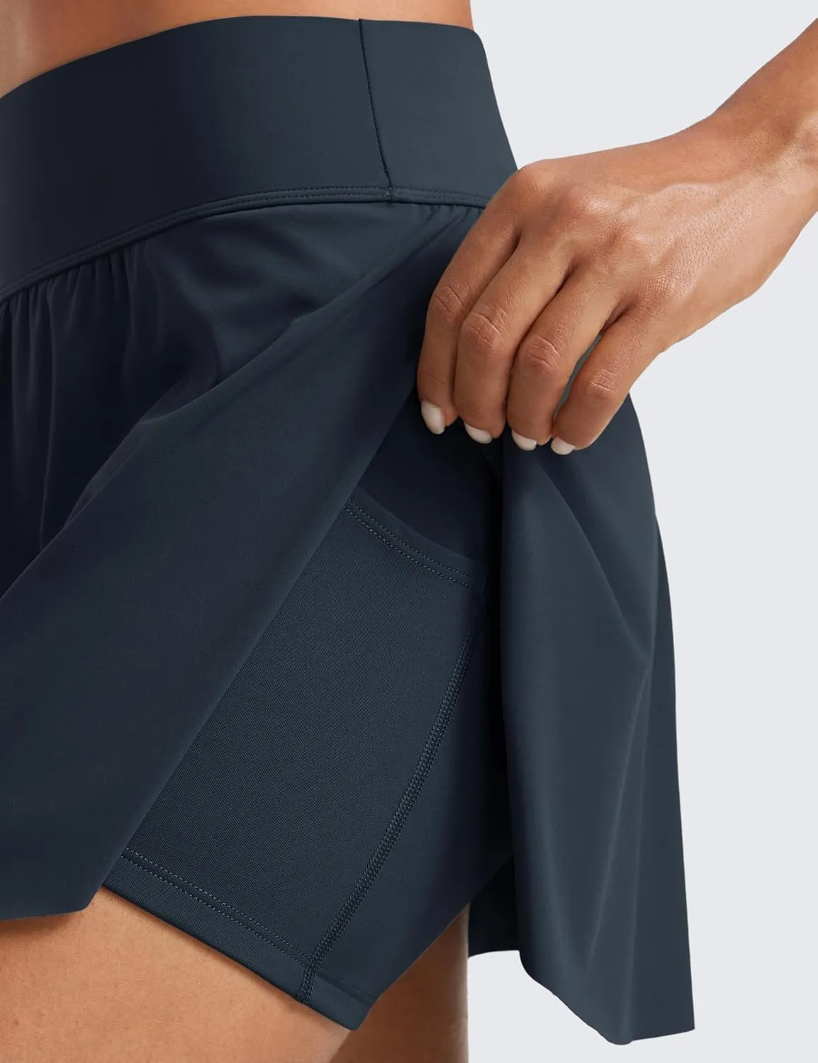 CRZ YOGA Tennis Skirts for Women High Waisted Side Slit Running Workout Athletic Mini A Line Skort with Pockets