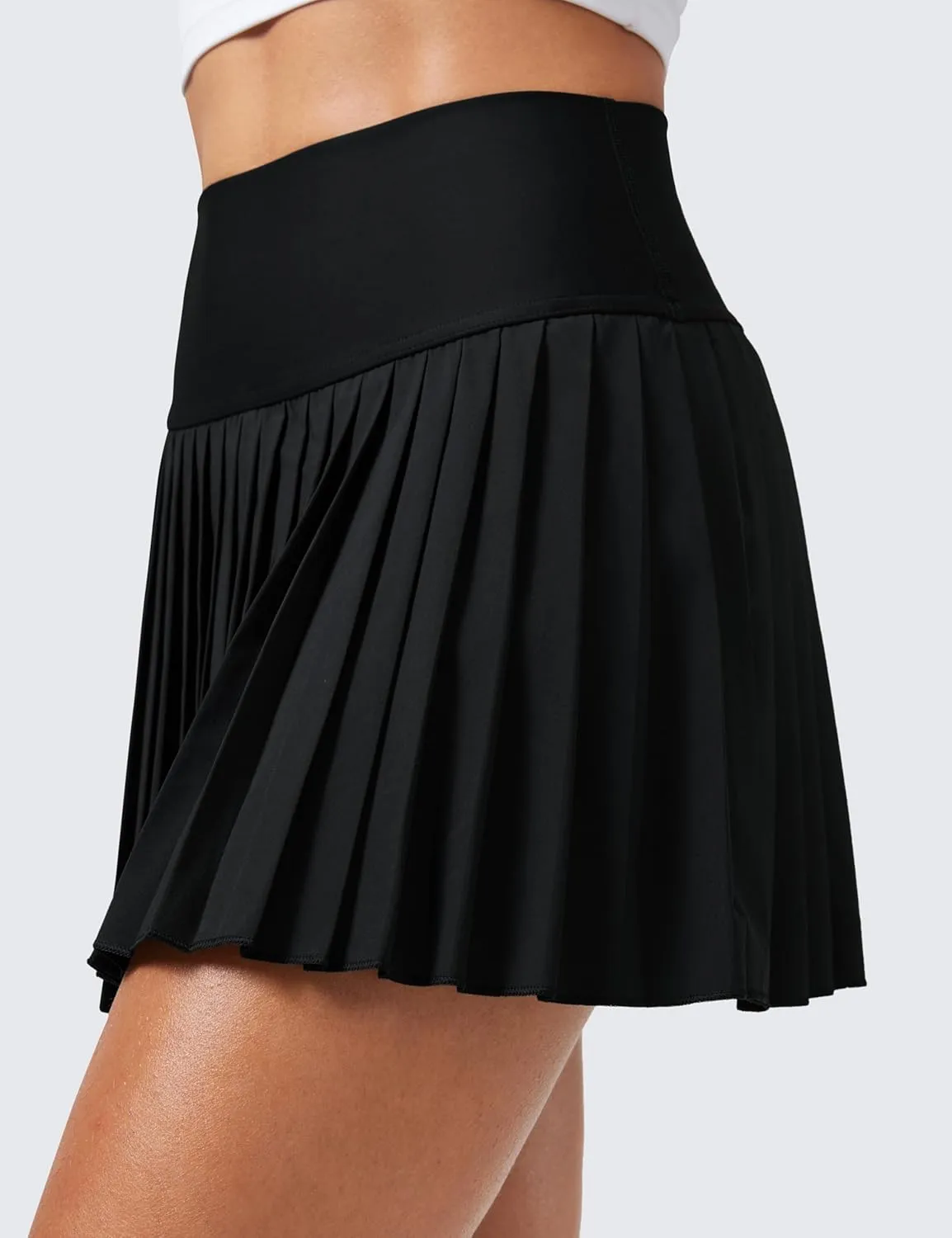 CRZ YOGA Women's High Waisted Pleated Tennis Skirts with Pockets Tummy Control Casual Liner A Line Workout Golf Skorts