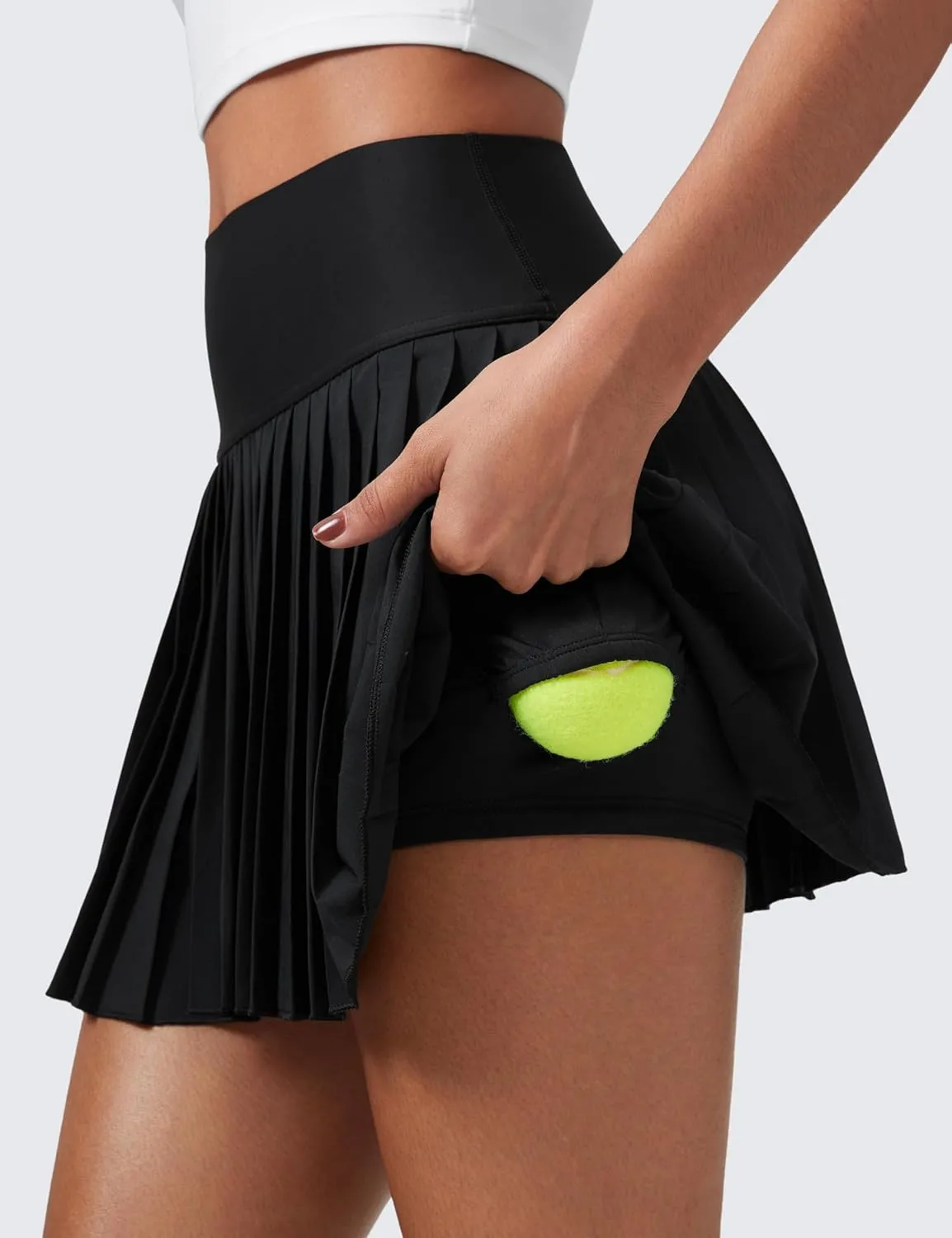 CRZ YOGA Women's High Waisted Pleated Tennis Skirts with Pockets Tummy Control Casual Liner A Line Workout Golf Skorts