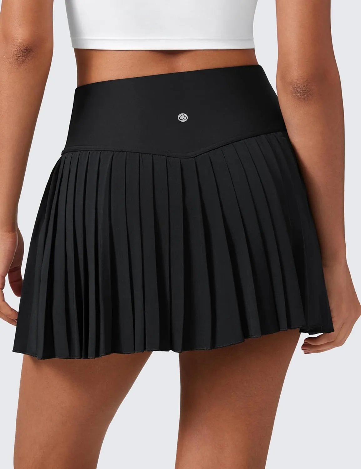 CRZ YOGA Women's High Waisted Pleated Tennis Skirts with Pockets Tummy Control Casual Liner A Line Workout Golf Skorts