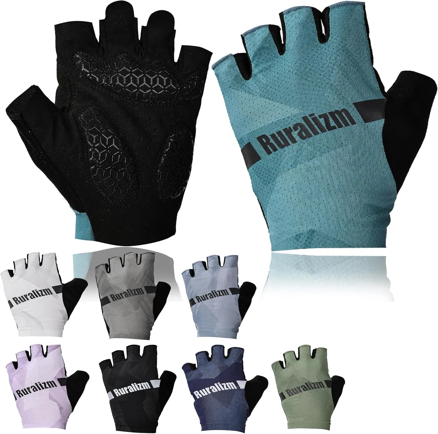 Cycling Bike Gloves for Men Women Anti-Slip Grip Padding Half Finger, Breathable Shock Absortion Fingerless Bicycle Mountain Road Biking Gloves
