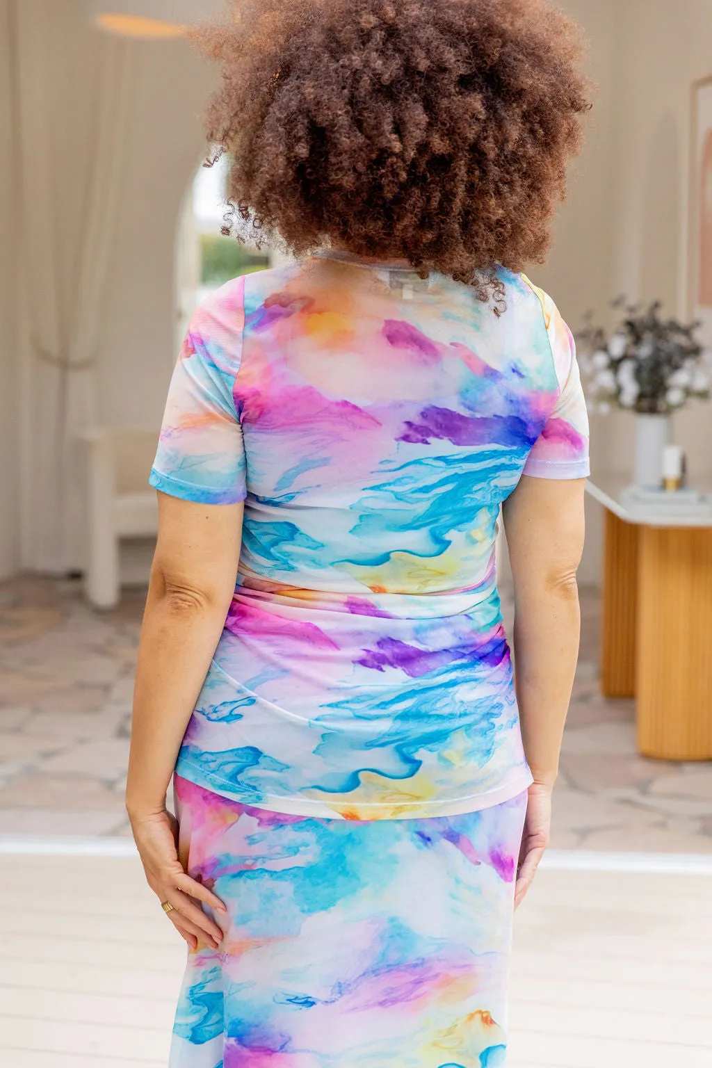 Darla Mesh Top in Ocean Colours