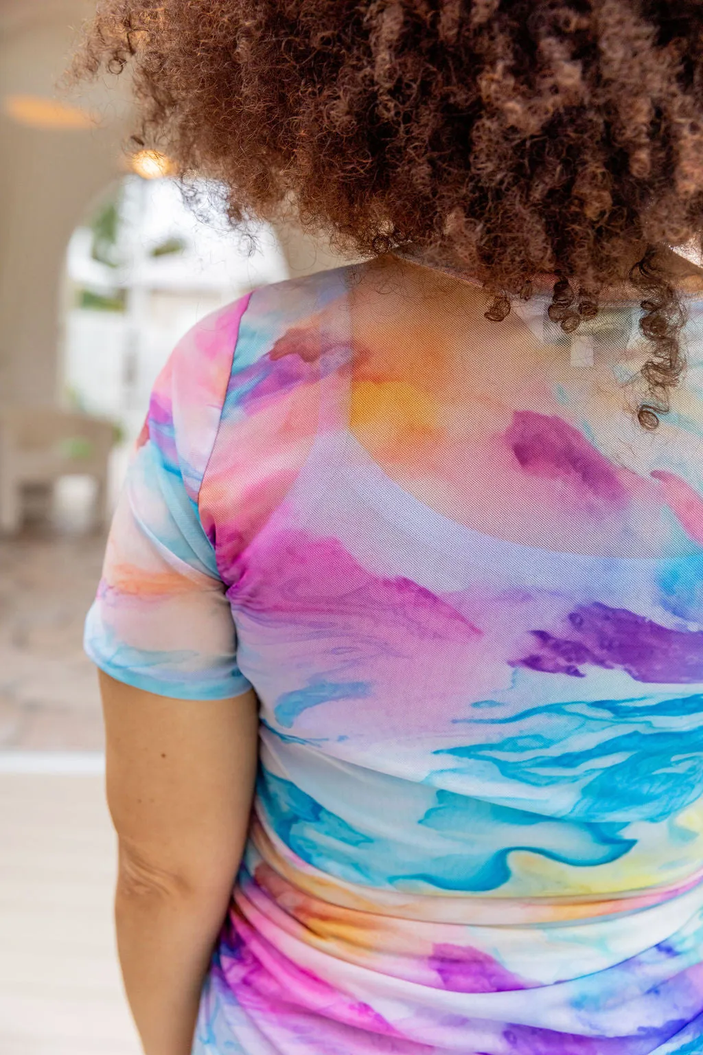 Darla Mesh Top in Ocean Colours