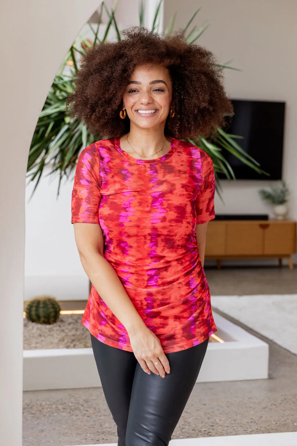 Darla Mesh Top in Red