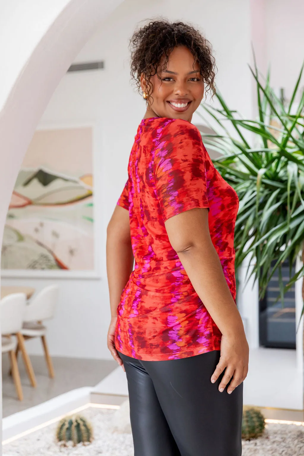 Darla Mesh Top in Red