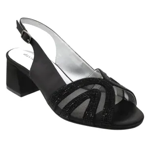 David Tate Desire Black Satin Heel Sandal (Women’s)