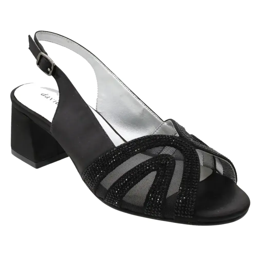 David Tate Desire Black Satin Heel Sandal (Women’s)