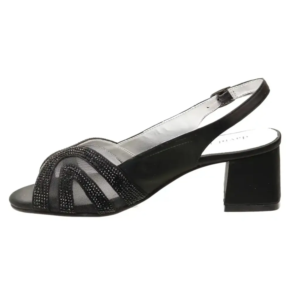 David Tate Desire Black Satin Heel Sandal (Women’s)
