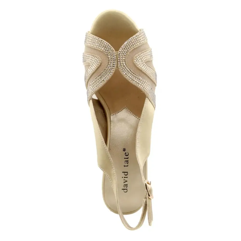 David Tate Desire Champagne Satin Heel Sandal (Women’s)