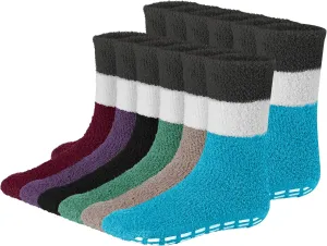Debra Weitzner 5/6 Pairs Mens Fuzzy Socks Grip Socks Microfiber Plush Sleeping Socks Soft Anti-Skid Solid